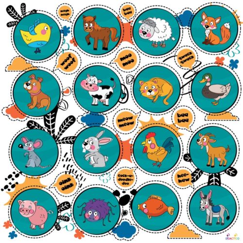 Mata-edukacyjna-zwierzeta-ANIMALS Mata edukacyjna ANIMALS, ze zwierzętami, do nauki, dla dzieci