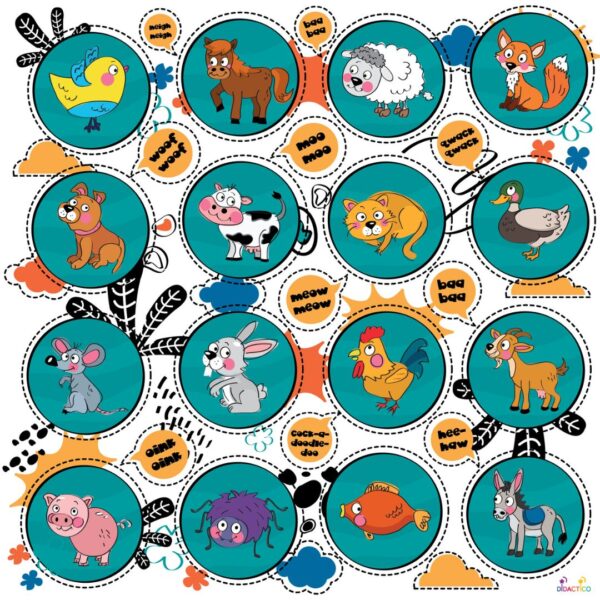 Mata edukacyjna ANIMALS, ze zwierzętami, do nauki, dla dzieci